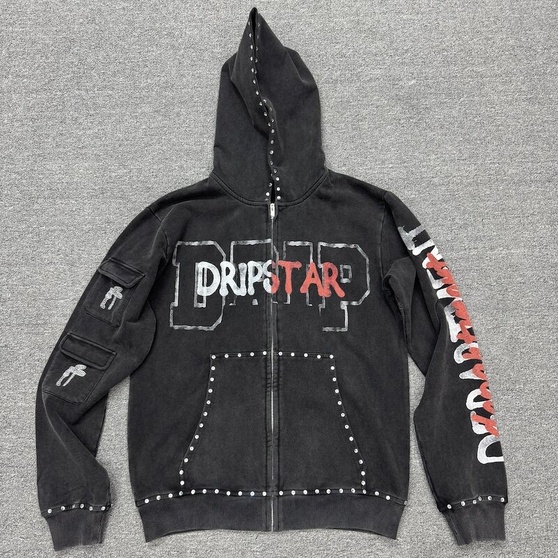 Men's Zip Hoodie Factory - OEM Custom Vintage Distressed Hoodie