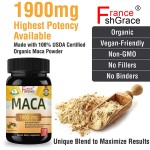 Maca Root 1900 MG Supplements for Men Improve Energy Organic Maca Capsules