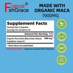 Organic Maca Root Capsules for Men and Women Black Red Yellow Peruvian Extract for Energy and Stamina Support
