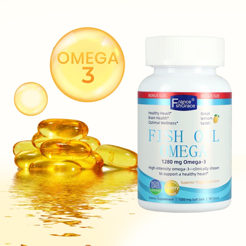 High Quality Fish Oil Omega 3 1280mg Supplement for Adults Support Heart Health Best Omega 3 Fish Oil Softgels