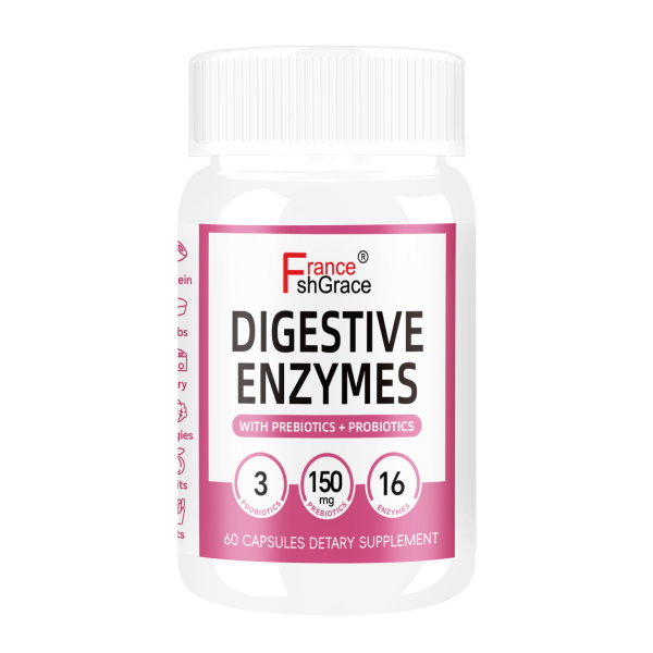 Digestive Enzymes With Prebiotics Digestion Breaks Down Fats Carbs & Protein Optimizes Nutrient Availability 60 Capsules