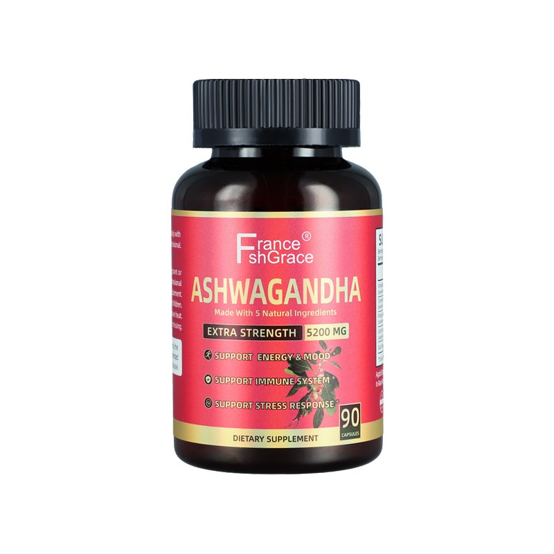 5 in 1 Ashwagandha Capsules Equivalent to 5200mg Powder Combined Turmeric Ginger Black Pepper Rhodiola for Adults 90 Capsules