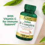 B Complex Vitamins with Vitamin C Folic Acid 150 Tables Vitamin B Complex Supplements  for Adults