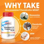 Glucosamine Chondroitin Msm Capsules, Supports Healthy Joint Structure Function & Comfort Support Healthy Hair Skin 240 Capsules