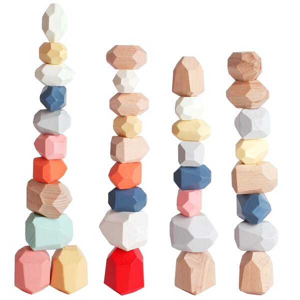 Wooden Building Blocks Factory - Rainbow Stone Stacking Toy