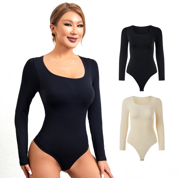 Seamless Bodysuit Factory - Square Neck Long Sleeve Shaper