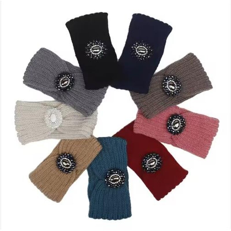 Knitted Headband Factory - Women Winter Warm Rhinestone Headwrap