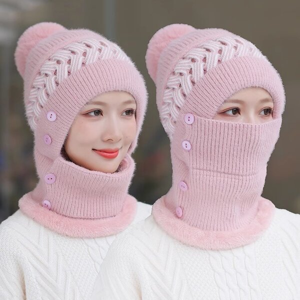 Hat Scarf Set Factory - Winter Plush Pompom Beanie Neck Set