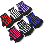 Fingerless Gloves Factory - Free-size Knit Striped Arm Warmers