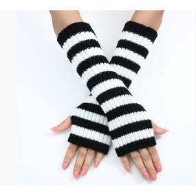 Winter Mittens Factory - Women Striped Knit Arm Warmers