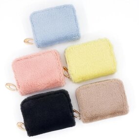 Coin Purse Factory - Solid Color Square Plush Card Case