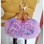 Keychain Factory - Purple Fringe Plush Ball Head Keychain