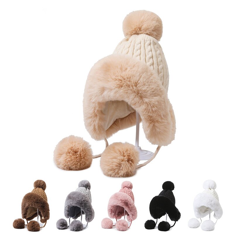 Trapper Hat Factory - Women Faux Fur Pompom Winter Hat