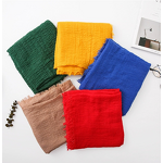 Muslim Headscarf Factory - Cotton Crepe Fringed Solid Scarf