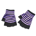 Fingerless Gloves Factory - Free-size Knit Striped Arm Warmers