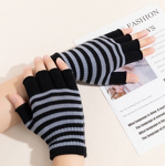 Fingerless Gloves Factory - Free-size Knit Striped Arm Warmers