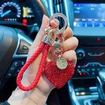 Keychain Factory - Rhinestone Heart Leather Rope Keyring