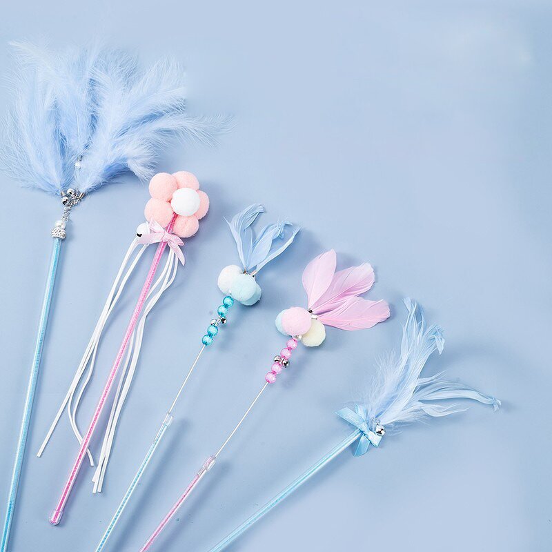 Cat Toys Factory - Long Pole Teasing Stick Feather Toy