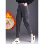 Corduroy Pants Factory - Women Plush High Waist Harem Pants