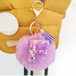 Keychain Factory - Purple Fringe Plush Ball Head Keychain