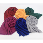 Muslim Headscarf Factory - Cotton Crepe Fringed Solid Scarf