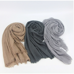 Muslim Headscarf Factory - Cotton Crepe Fringed Solid Scarf