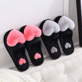 Slippers Factory - Plush Heart Indoor Winter Slippers for Women
