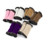 Fingerless Gloves Factory - Women Solid Fuzzy Fur Arm Warmers