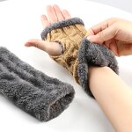 Fingerless Gloves Factory - Women Solid Fuzzy Fur Arm Warmers
