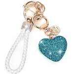 Keychain Factory - Rhinestone Heart Leather Rope Keyring