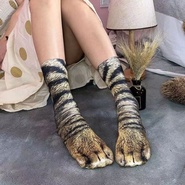 Women's Socks Factory - Funny Leopard Tiger Cotton Ankle Socks