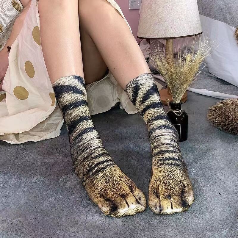 Women's Socks Factory - Funny Leopard Tiger Cotton Ankle Socks