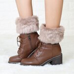 Leg Boots Factory - Winter Short Flip Warm Wool Knee Socks