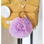 Keychain Factory - Purple Fringe Plush Ball Head Keychain