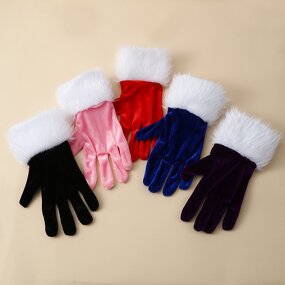 Santa Gloves Factory - White Plush Christmas Festive Mittens