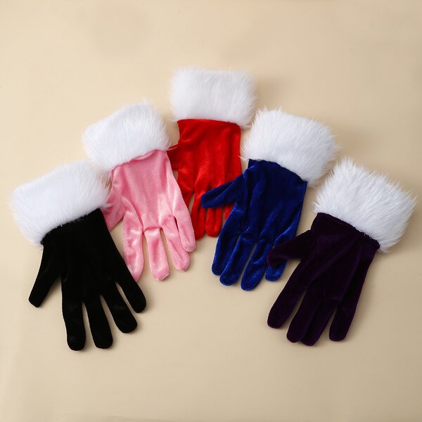 Santa Gloves Factory - White Plush Christmas Festive Mittens