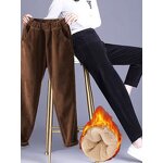 Corduroy Pants Factory - Women Plush High Waist Harem Pants