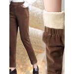 Corduroy Pants Factory - Women Plush High Waist Harem Pants