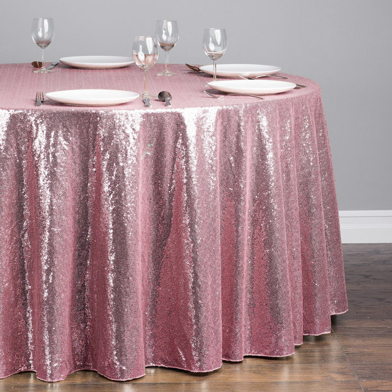Polyester Tablecloths Factory - 120 Inch Pink Taffeta Round Cover