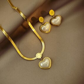 Jewelry Set Factory - Stainless Steel Heart Pendant Snake Chain
