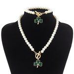 Jewelry Set Factory - Luxury Green Clover Pearl Necklace Set