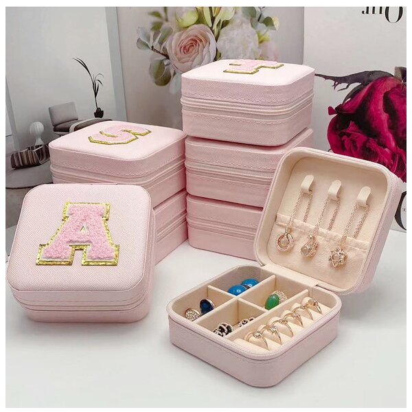 Jewelry Box Factory - Letter Pink Single Layer Travel Storage Box