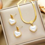 Jewelry Set Factory - Stainless Steel Heart Pendant Snake Chain