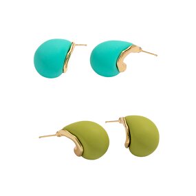 Earrings Factory - Korean Mint Green Water Drop Clip Earrings