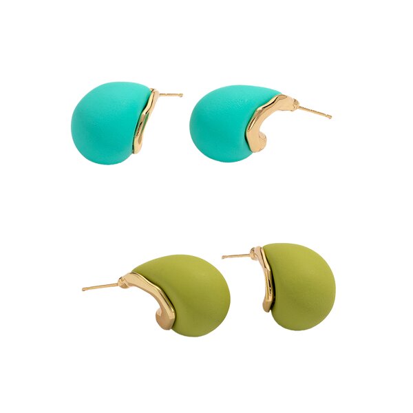 Earrings Factory - Korean Mint Green Water Drop Clip Earrings