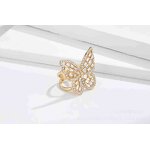 Ring Factory - Hollow Butterfly Crystal Zircon Adjustable Ring