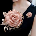 Brooch Factory - Fabric Rose Artificial Pearl Flower Brooch
