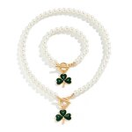 Jewelry Set Factory - Luxury Green Clover Pearl Necklace Set