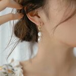 Pearl Earrings Factory - Gold Knot Freshwater Baroque Drop