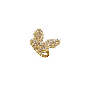 Butterfly Ring Factory - Women Brass Shiny 18k Gold Adjustable